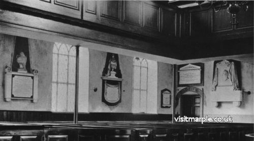 Interior of All Saints' Church - note the position of Oldknow's memorial