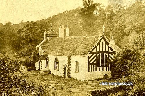 A fantastic sepia photograph of Chadkirk Chapel, probably early 1900s