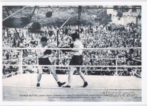 George Nuttall sparing with British Heavyweight Champion Bruce Woodcock in 1949.