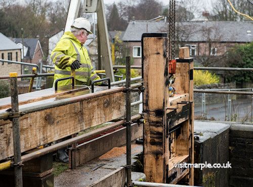 New gates being installed in Lock 14 during January 2017