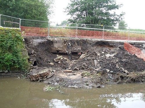 Canal bank collapse just below Lock 7 in August 2012.