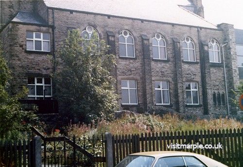 Marple Methodist Church buildings viewed from Chadwick Street in 1970.