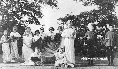 Marple Congregational Sunday School Rose Queen 1934, Elsie Harrison. Dave Watson says I think my mum Joan Hope is sitting on the left-hand side in the 2nd row back - looking at the camera slightly side on.