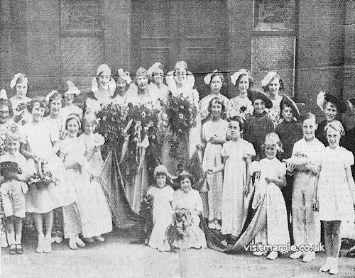 Rene Rowbottom was crowned Marple Rose Queen 1935 at the Albert Schools. Provided by Dave Watson, whose mum Joan Hope was a Flower Girl in attendance to the Queen. 