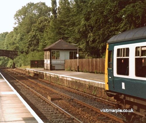 Marple Station with signal box in 1980. provided by Paul Mallett. 