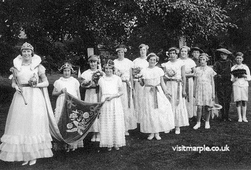Marple Congregational Rose Queen in the grounds of Rose Hill House in the 1920s. From Marple Local History Society Archives. 