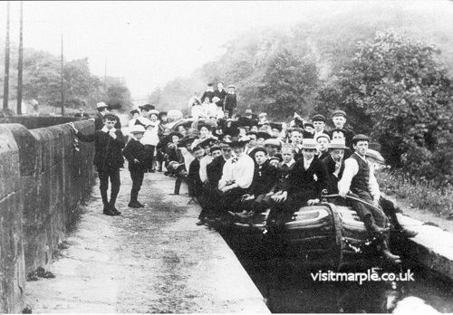 A packet boat trip crossing Marple Aqueduct some time in the late 19th century.