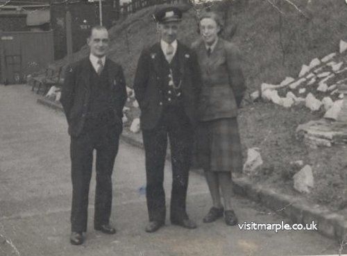 Rose Hill Station Master Sid Grant, Leading Porter Jim Noble and Booking Clerk Mary Baron, circa 1949.