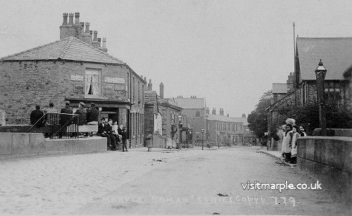 Looking down Stockport Road from Possett Bridge with Lock 13 and the Liberal Club in view. 