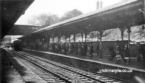 Passengers wait for the 8am from Hayfield on 1st March 1965.