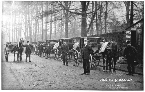 The Cabstand on Brabyns Brow outside Marple Station in the pre-motor age. c. 1900